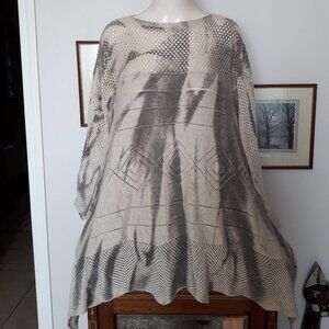 Sweater - Sz. S - Ivory & Grey - Wool/Angora/Nylon Blend